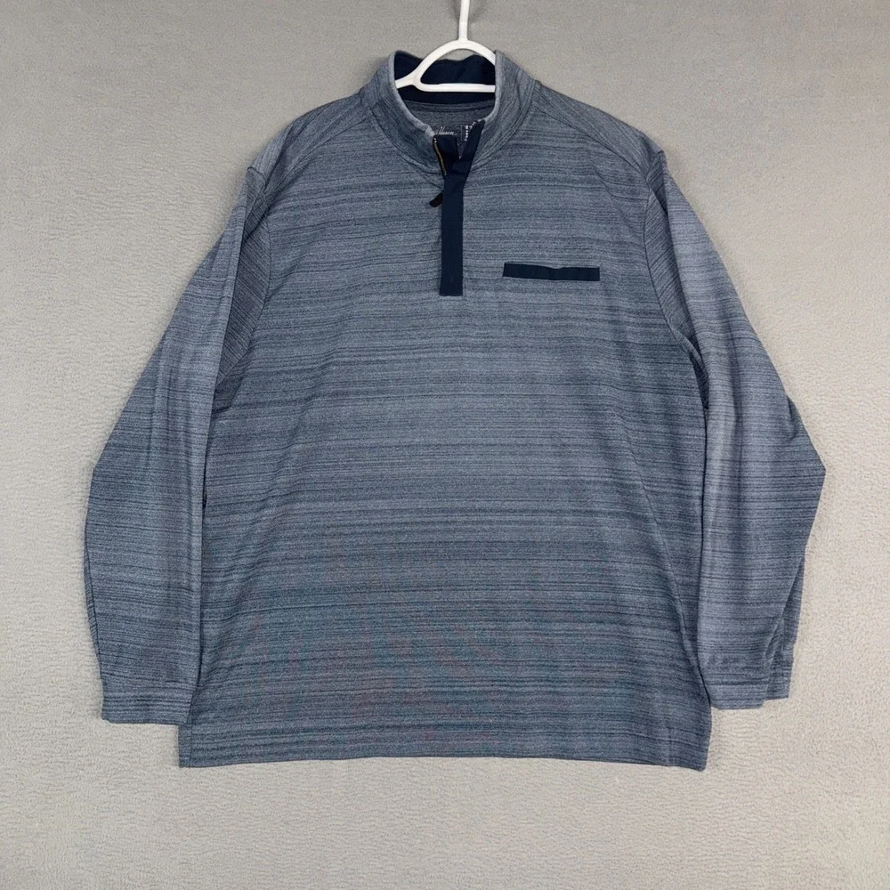 Walter Hagen Sweater Mens XL Blue Gray Heathered Quarter Zip Pullover 11 Majors